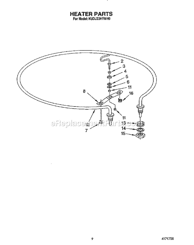 KitchenAid KUDJ23HYWH0 Dishwasher Heater Diagram