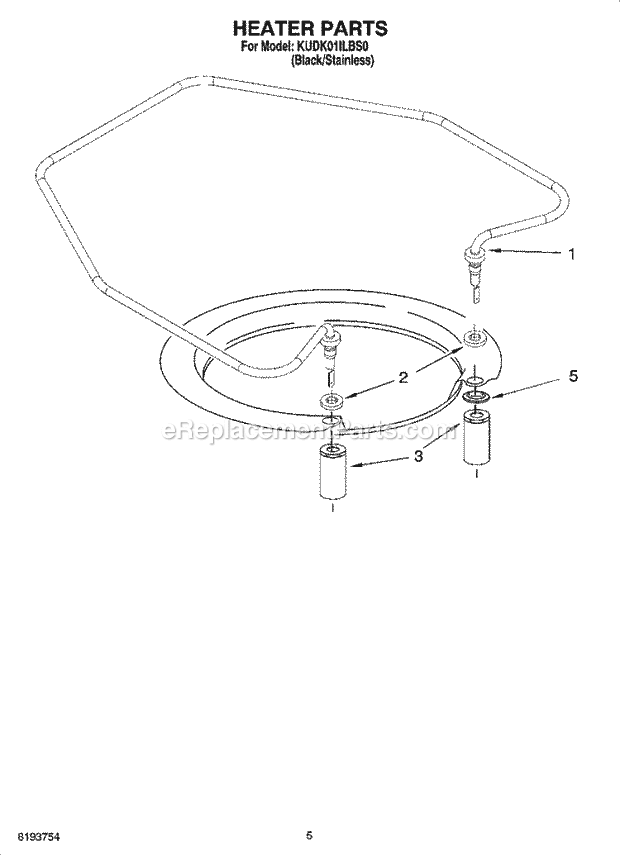 KitchenAid KUDK01ILBS0 Dishwasher Heater Parts Diagram