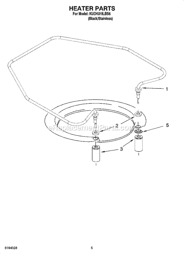 KitchenAid KUDK01ILBS6 Dishwasher Heater Parts Diagram