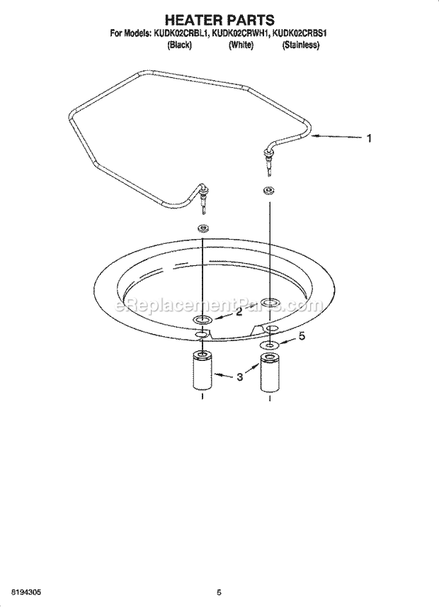 KitchenAid KUDK02CRBL1 Dishwasher Heater Parts Diagram