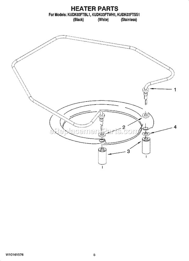 KitchenAid KUDK03FTBL1 Dishwasher Heater Parts Diagram