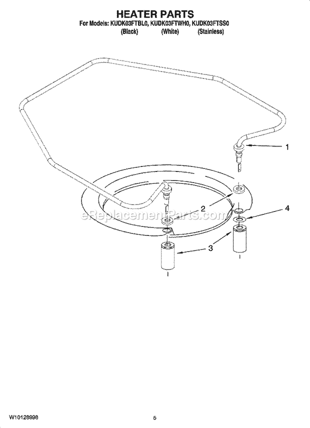 KitchenAid KUDK03FTSS0 Dishwasher Heater Parts Diagram