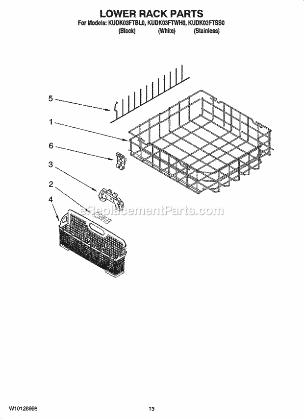 KitchenAid KUDK03FTSS0 Dishwasher Lower Rack Parts, Optional Parts (Not Included) Diagram