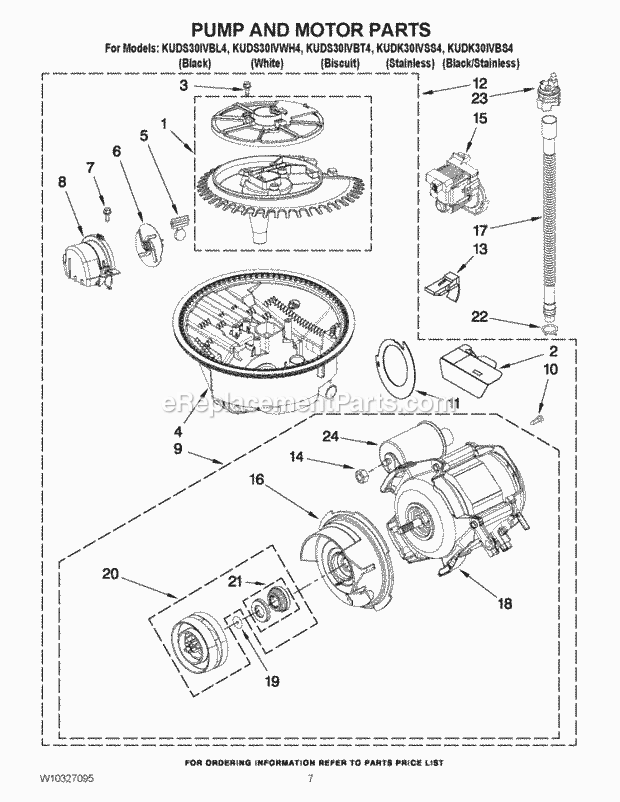 KitchenAid KUDK30IVSS4 Dishwasher Pump and Motor Parts Diagram