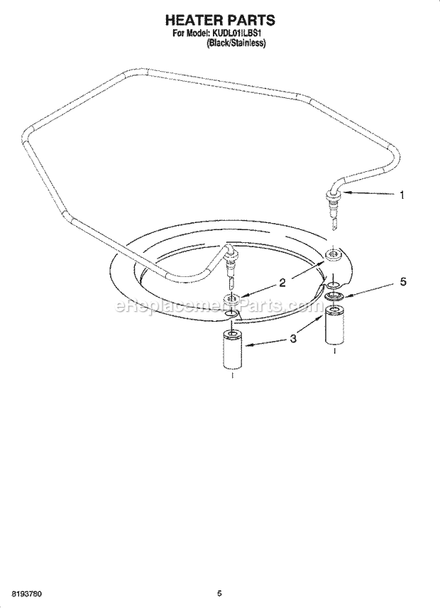 KitchenAid KUDL01ILBS1 Dishwasher Heater Parts Diagram