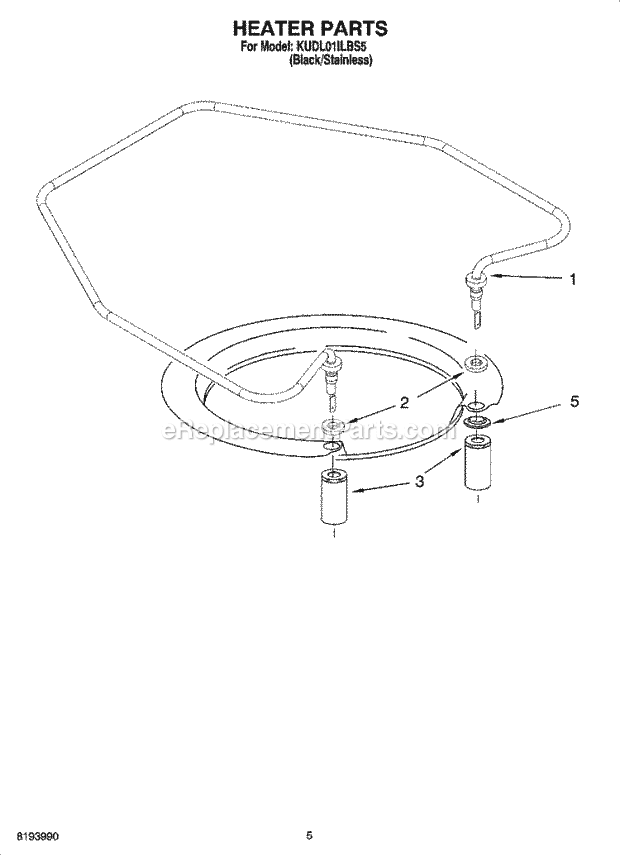 KitchenAid KUDL01ILBS5 Dishwasher Heater Parts Diagram