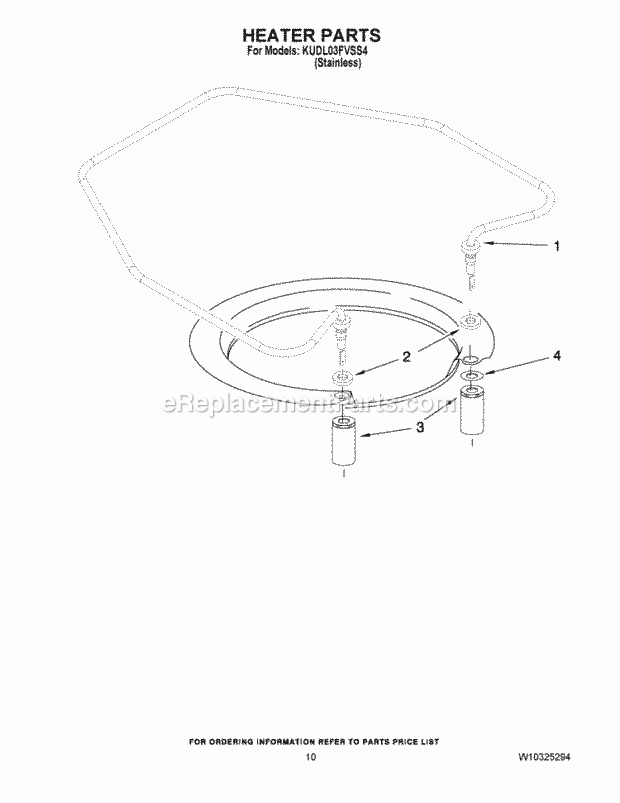 KitchenAid KUDL03FVSS4 Dishwasher Heater Parts Diagram