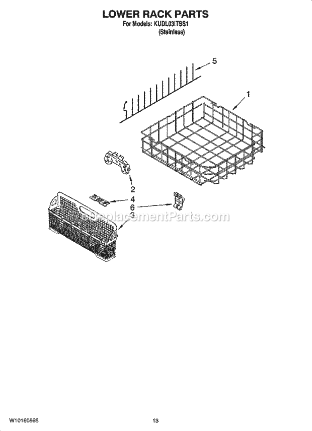 KitchenAid KUDL03ITSS1 Dishwasher Lower Rack Parts, Optional Parts (Not Included) Diagram