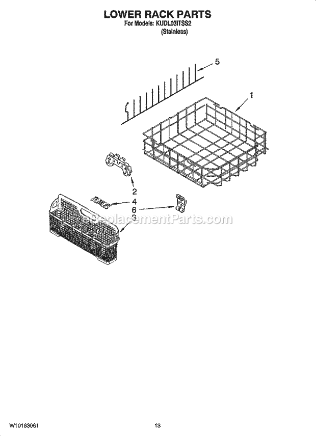 KitchenAid KUDL03ITSS2 Dishwasher Lower Rack Parts, Optional Parts (Not Included) Diagram