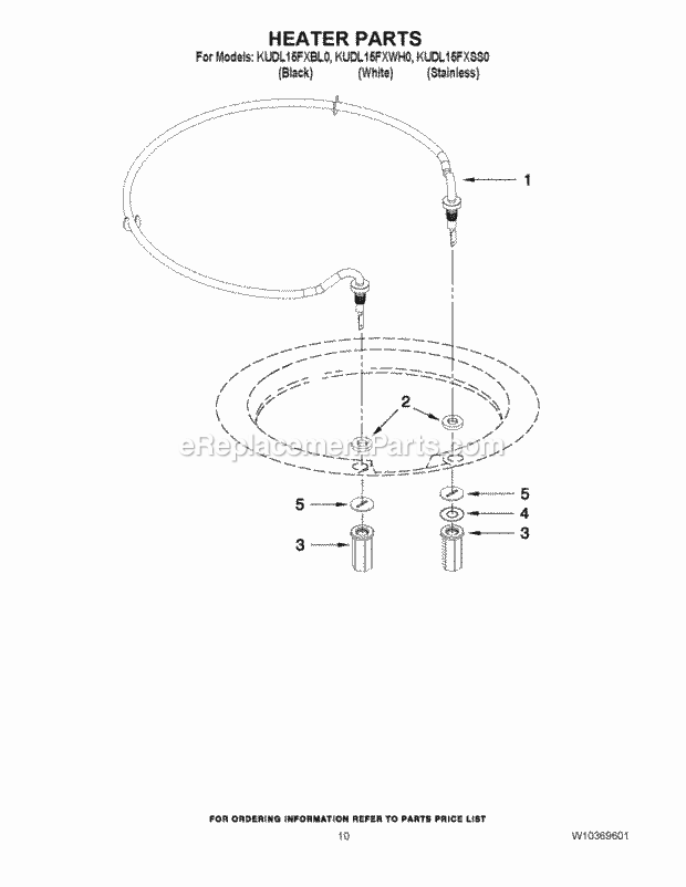 KitchenAid KUDL15FXWH0 Dishwasher Heater Parts Diagram