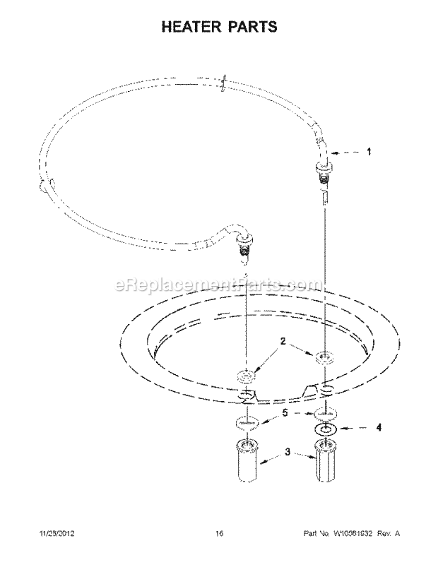 KitchenAid KUDL15FXWH6 Dishwasher Heater Parts Diagram