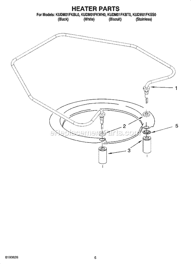 KitchenAid KUDM01FKBL0 Dishwasher Heater Parts Diagram