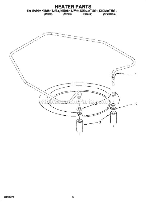 KitchenAid KUDM01TJBT1 Dishwasher Heater Parts Diagram