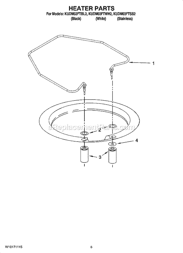 KitchenAid KUDM03FTSS2 Dishwasher Heater Parts Diagram