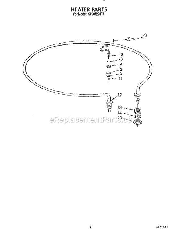 KitchenAid KUDM220T1 Dishwasher Heater Diagram