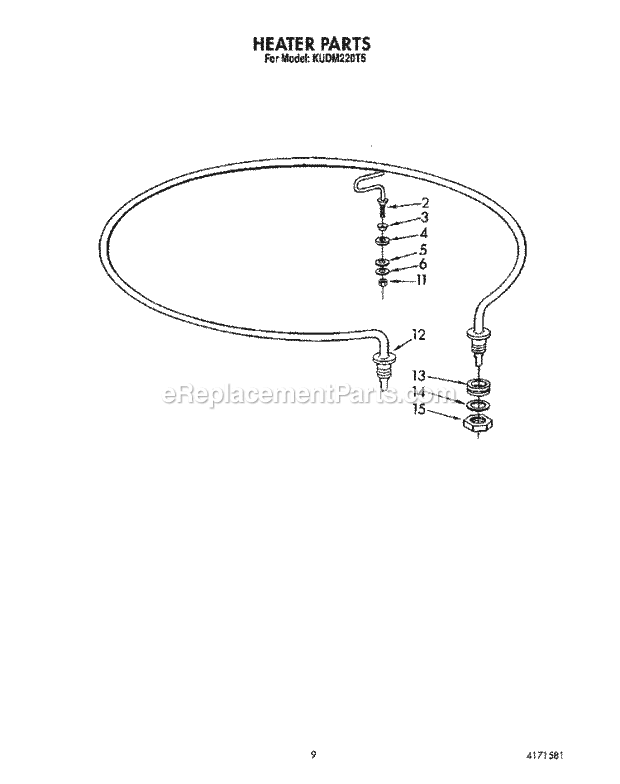 KitchenAid KUDM220T5 Dishwasher Heater Diagram