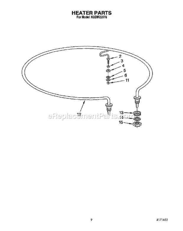 KitchenAid KUDM220T6 Dishwasher Heater Diagram