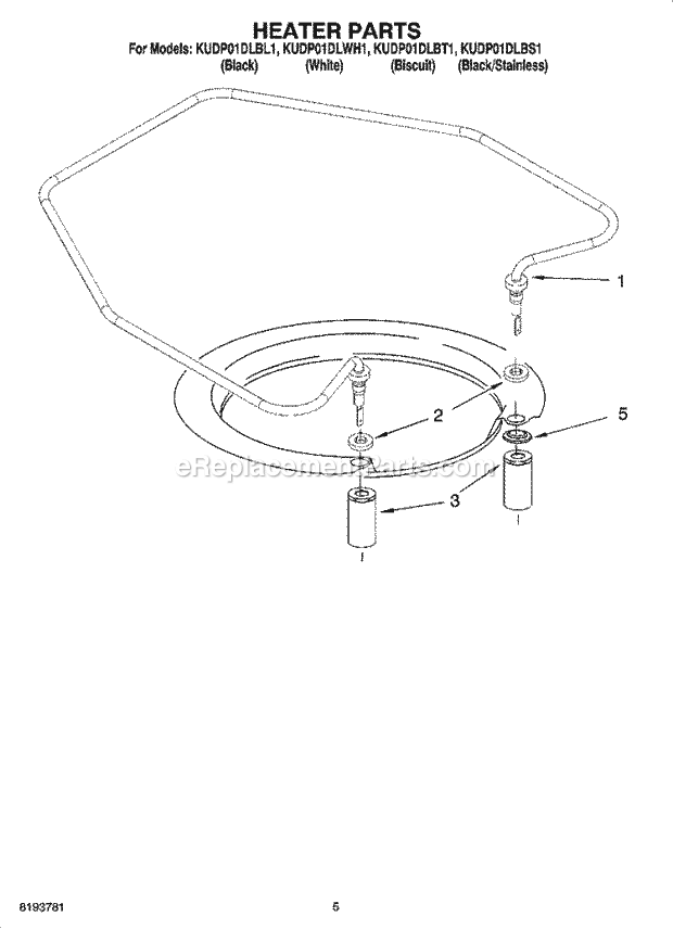 KitchenAid KUDP01DLBT1 Dishwasher Heater Parts Diagram