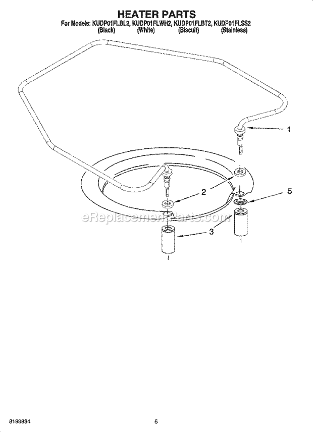 KitchenAid KUDP01FLBT2 Dishwasher Heater Parts Diagram