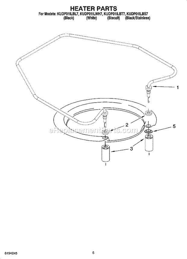 KitchenAid KUDP01ILBL7 Dishwasher Heater Parts Diagram