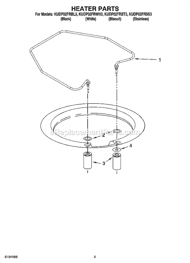 KitchenAid KUDP02FRBT3 Dishwasher Heater Parts Diagram