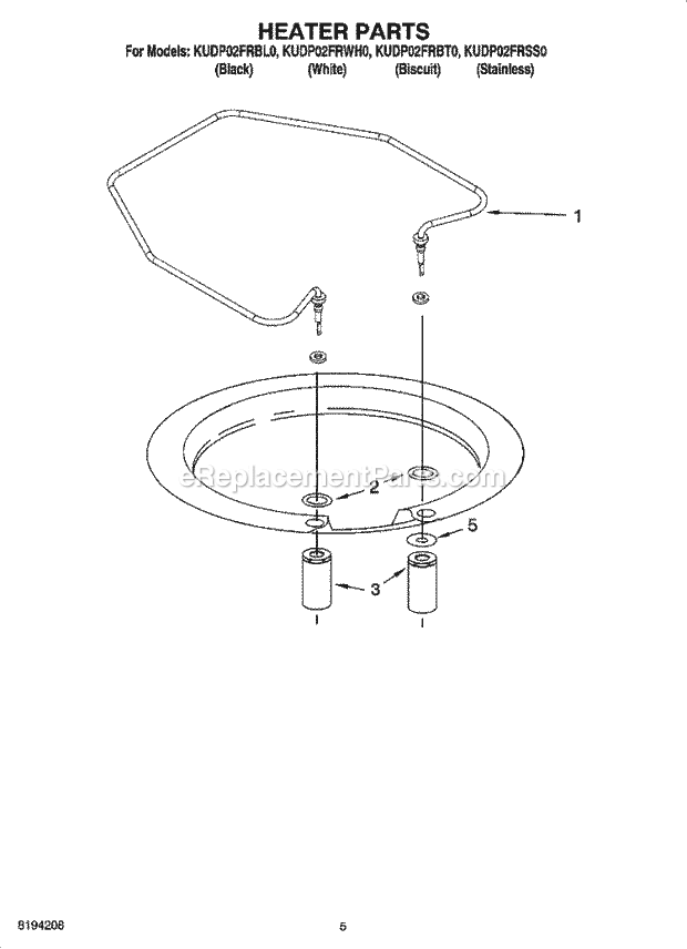 KitchenAid KUDP02FRSS0 Dishwasher Heater Parts Diagram