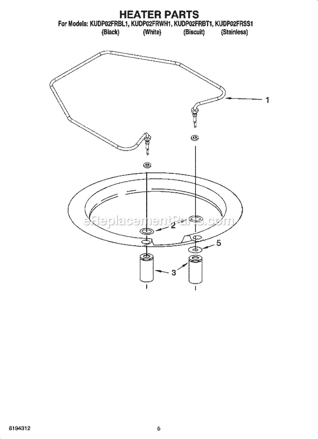 KitchenAid KUDP02FRWH1 Dishwasher Heater Parts Diagram