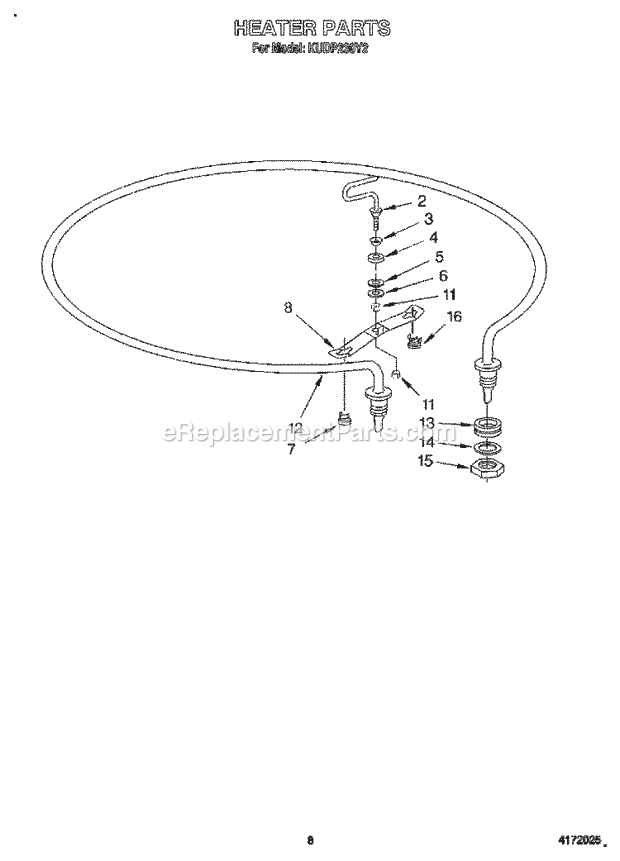 KitchenAid KUDP230Y2 Dishwasher Heater Diagram