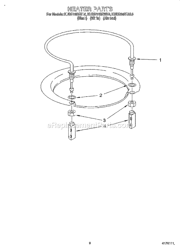 KitchenAid KUDR24SEWH0 Dishwasher Heater Diagram