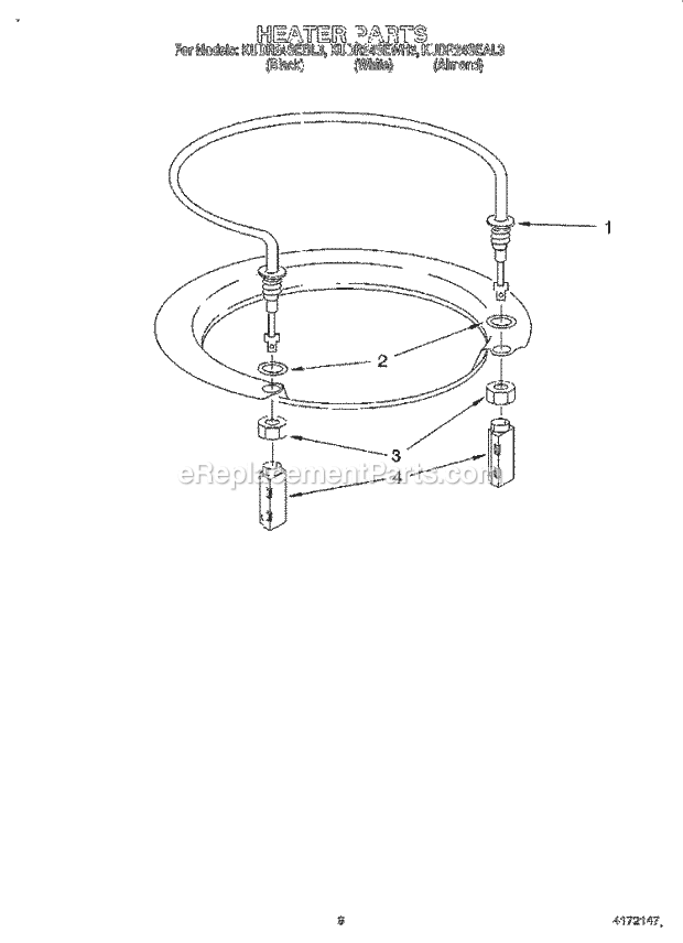 KitchenAid KUDR24SEWH3 Dishwasher Heater Diagram