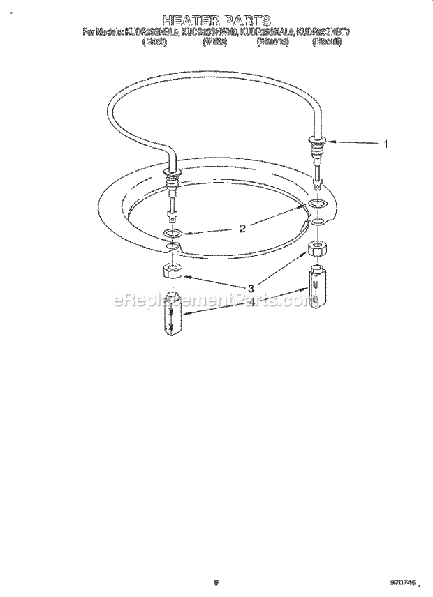 KitchenAid KUDR25SHBL0 Dishwasher Heater Diagram