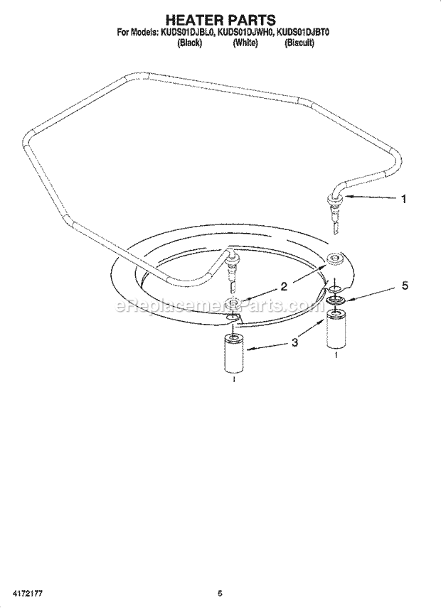 KitchenAid KUDS01DJWH0 Dishwasher Heater Parts Diagram