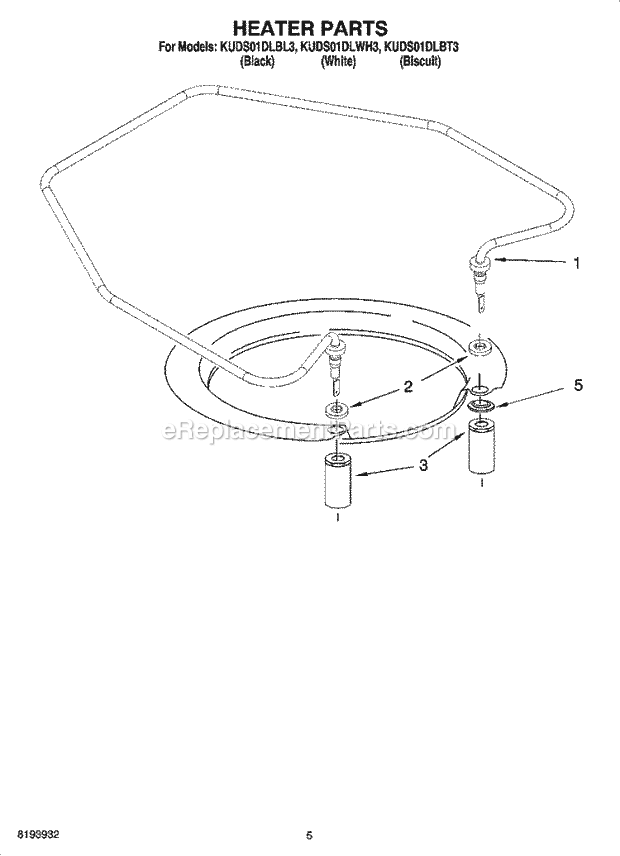 KitchenAid KUDS01DLBT3 Dishwasher Heater Parts Diagram