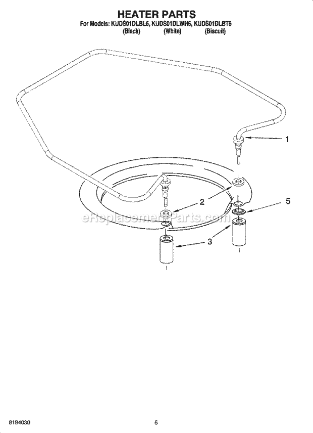 KitchenAid KUDS01DLBT6 Dishwasher Heater Parts Diagram