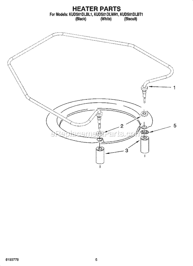 KitchenAid KUDS01DLWH1 Dishwasher Heater Parts Diagram