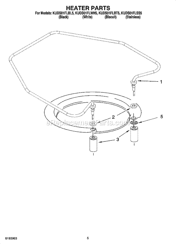 KitchenAid KUDS01FLBT5 Dishwasher Heater Parts Diagram