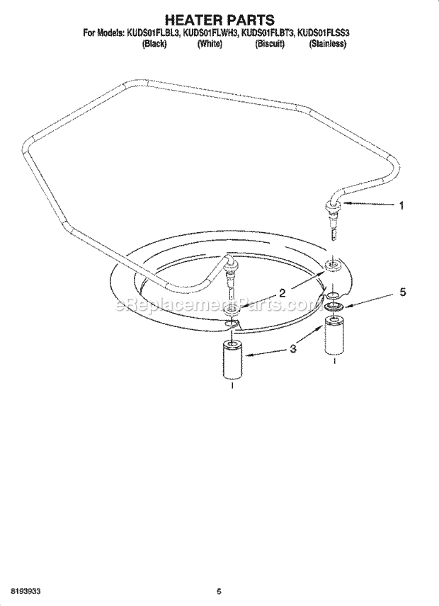 KitchenAid KUDS01FLSS3 Dishwasher Heater Parts Diagram