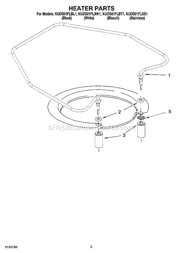 KitchenAid KUDS01FLWH1 Dishwasher Heater Parts Diagram