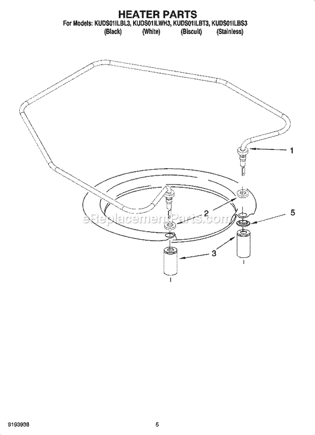 KitchenAid KUDS01ILBL3 Dishwasher Heater Parts Diagram