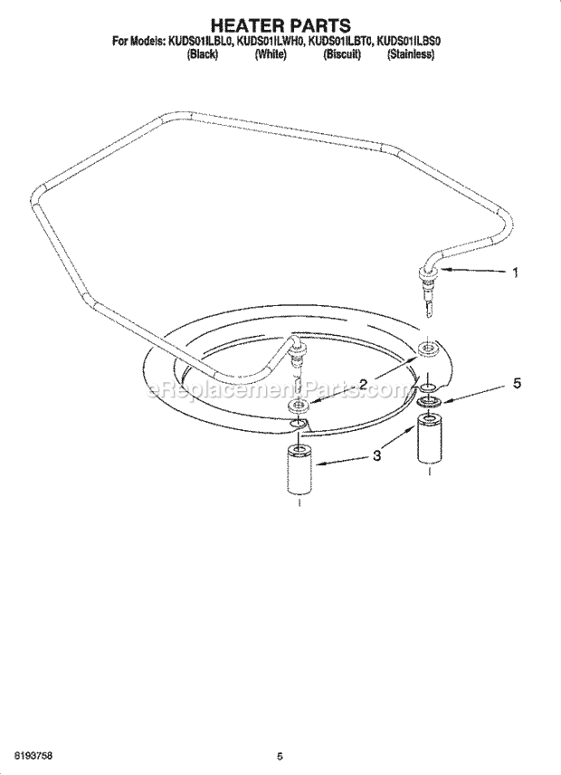 KitchenAid KUDS01ILBS0 Dishwasher Heater Parts Diagram