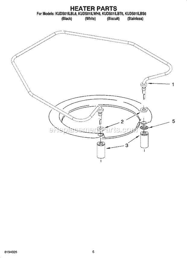 KitchenAid KUDS01ILWH6 Dishwasher Heater Parts Diagram