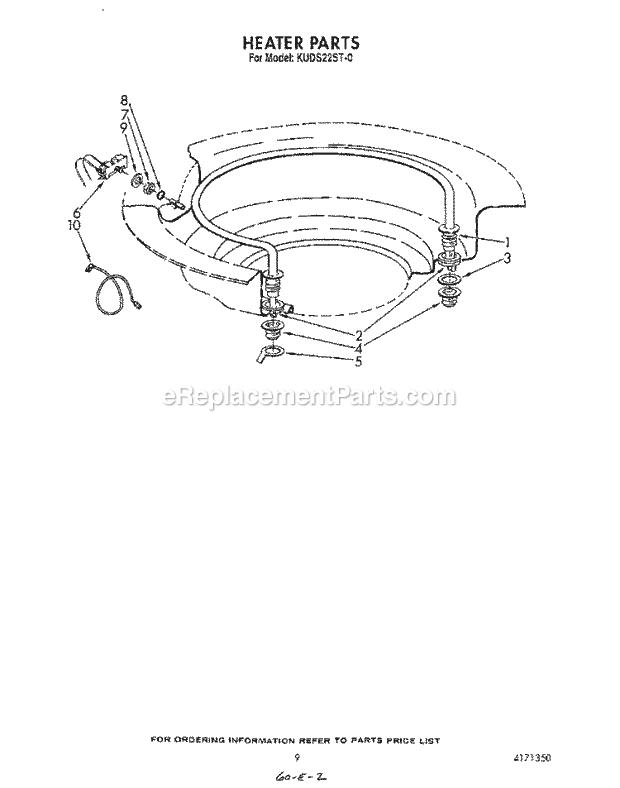 KitchenAid KUDS220ST0 Dishwasher Heater Diagram