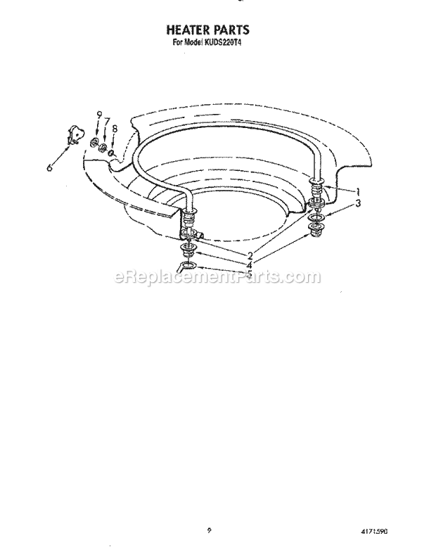 KitchenAid KUDS220T4 Dishwasher Heater Diagram