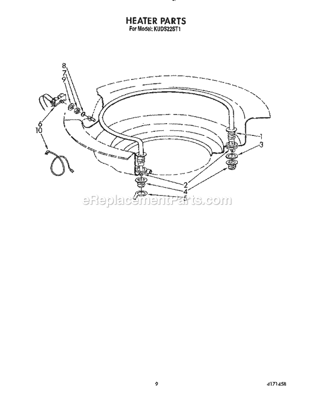 KitchenAid KUDS22ST1 Dishwasher Heater Diagram