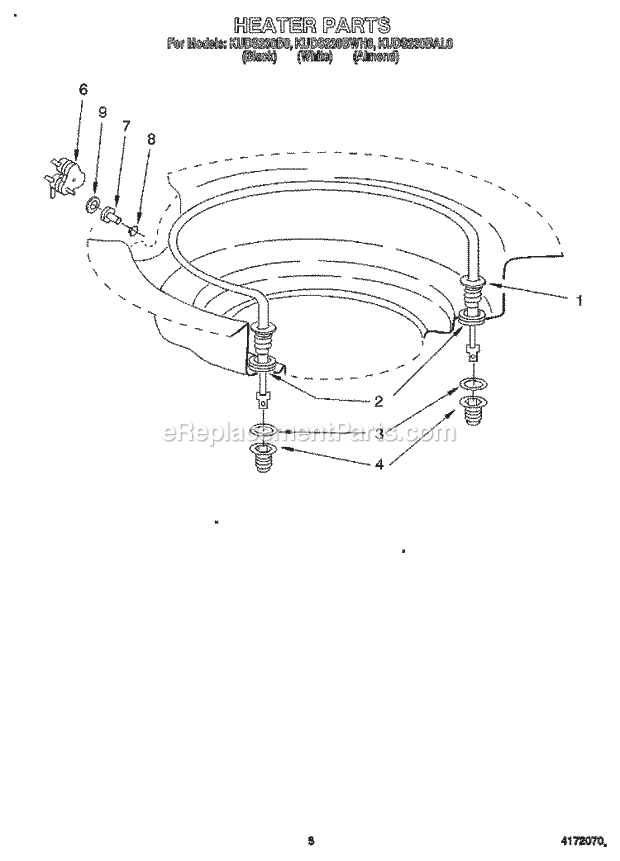 KitchenAid KUDS230BAL0 Dishwasher Heater Diagram