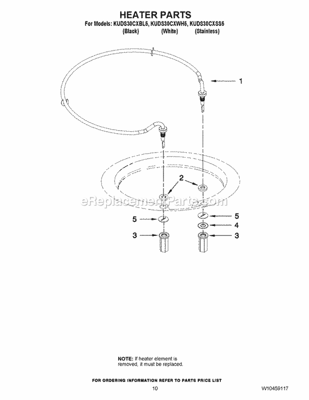 KitchenAid KUDS30CXBL5 Dishwasher Heater Parts Diagram