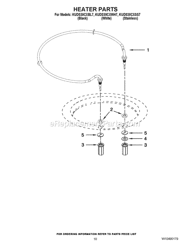 KitchenAid KUDS30CXBL7 Dishwasher Heater Parts Diagram