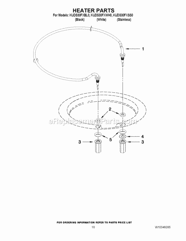 KitchenAid KUDS30FXBL0 Dishwasher Heater Parts Diagram