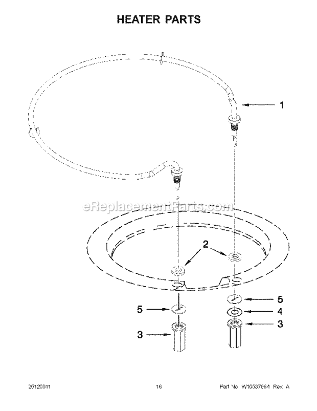 KitchenAid KUDS30IBBT0 Dishwasher Heater Parts Diagram