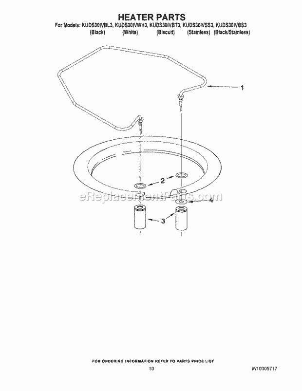 KitchenAid KUDS30IVSS3 Dishwasher Heater Parts Diagram